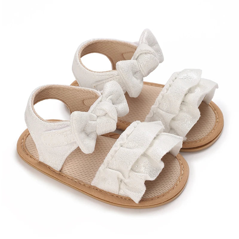 Baby Girl Sandals – Princess Ruffle Flat Shoes with Anti-Slip Rubber Sole