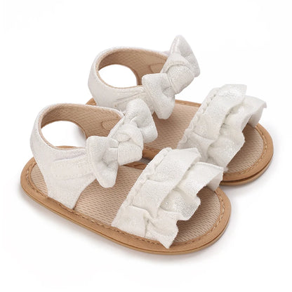 Baby Girl Sandals – Princess Ruffle Flat Shoes with Anti-Slip Rubber Sole