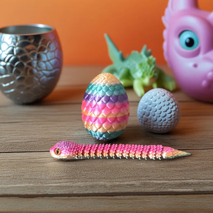 3D Printed Snake Egg Articulated Figurine – Desk Toy & Gift