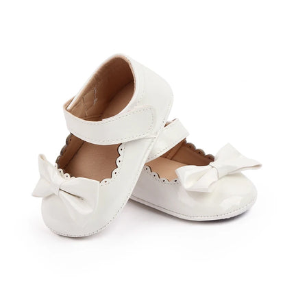 Baby Girl Mary Jane Shoes – Soft Sole Bowknot PU Leather Flats