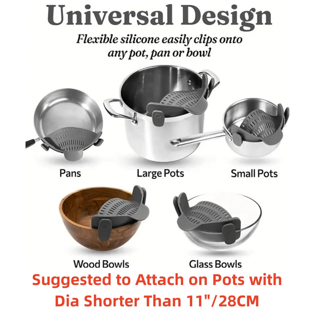 Clip-On Pot Strainer Silicone Adjustable Pan Drain Filter