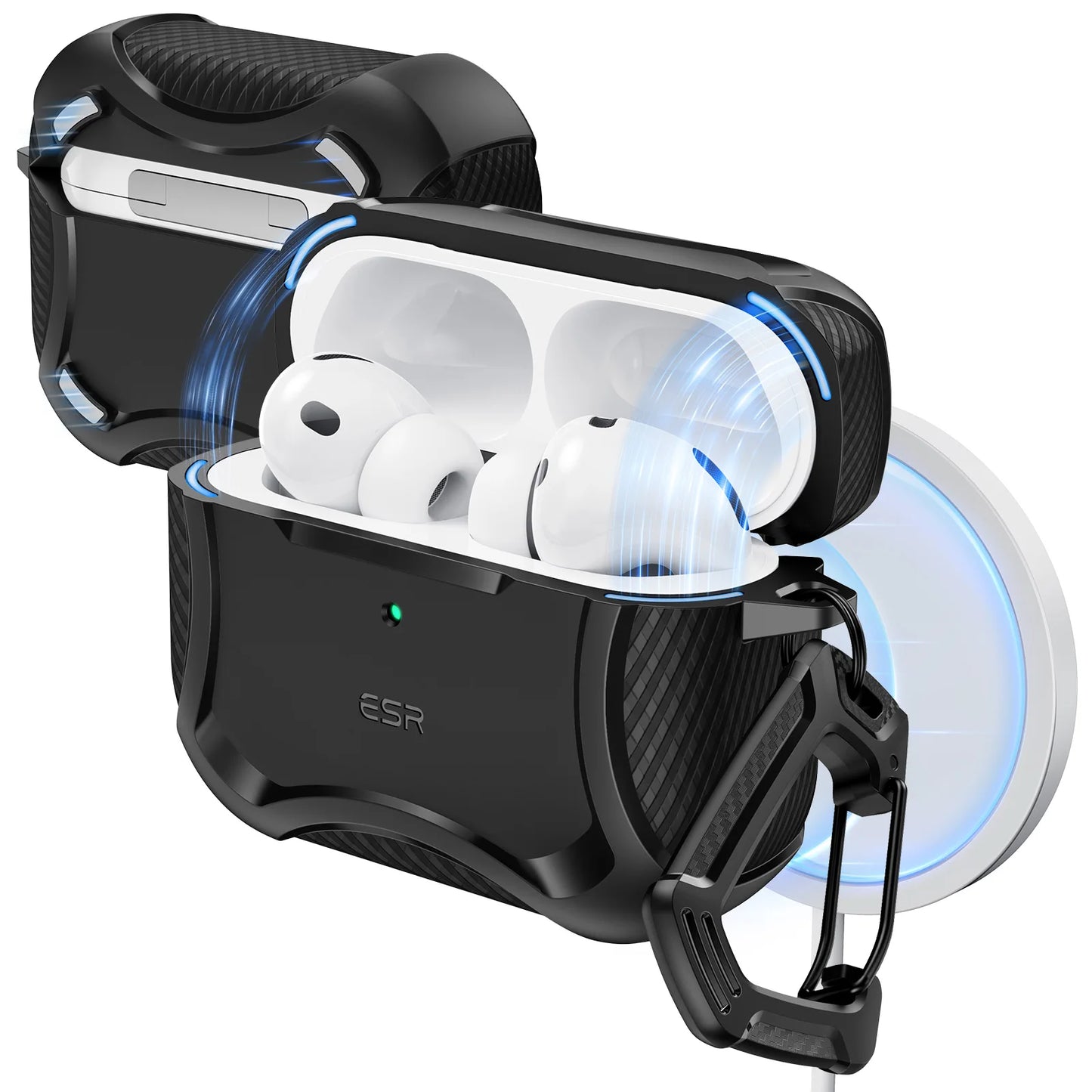 ESR AirPods Pro Case – Heavy-Duty Drop Protection with Carabiner Clip