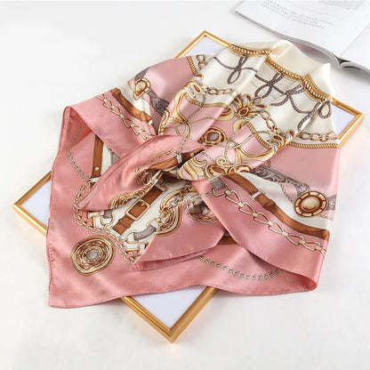 Large Silk Square Scarf for Women – 90x90cm Satin Head Wrap & Hijab Shawl