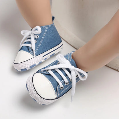 Baby Canvas High-Top Sneakers – Anti-Slip Infant First Walker Shoes