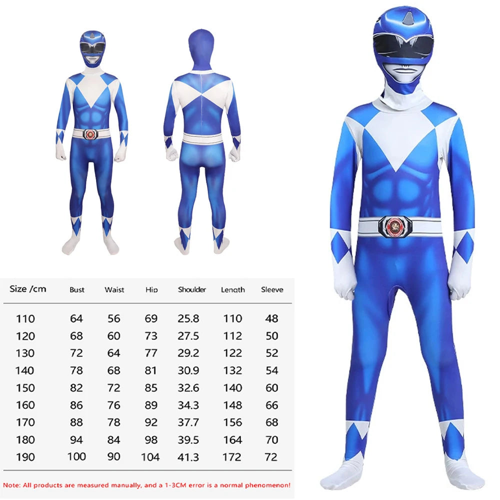 Power Rangers Cosplay Costume – Kids Superhero Bodysuit Sizes 110–190