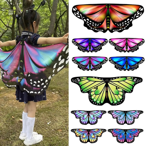 Kids Butterfly Wings Cape – Girls Fairy Costume Shawl