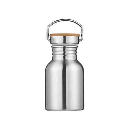 Stainless Steel Sports Water Bottle – Bamboo or Steel Lid