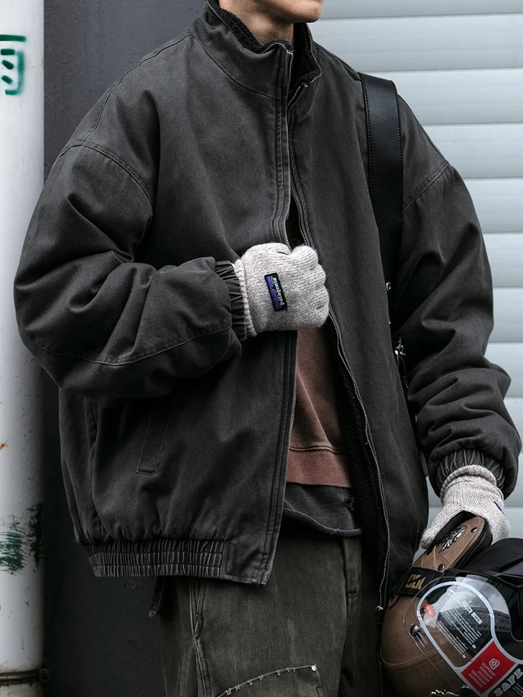Men's Polar Fleece Jacket – Vintage Loose Streetwear Winter Coat