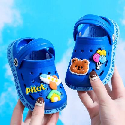 Kids Cartoon Clog Sandals – Cute Bear & Balloon Design