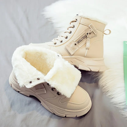 Women's Fur-Lined Winter Ankle Boots – Warm Lace-Up Snow Boots