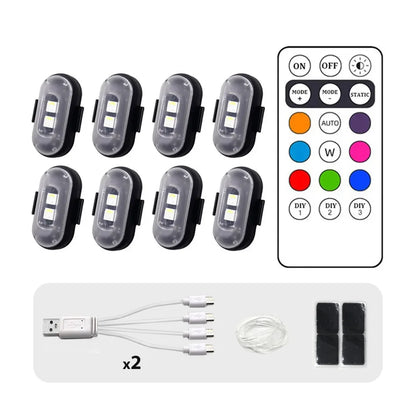RGB LED Strobe Light with Remote – USB Rechargeable for Car, Bike & Motorcycle