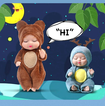 Mini Sleeping Baby Doll in Animal Costume – Cute Reborn Toy