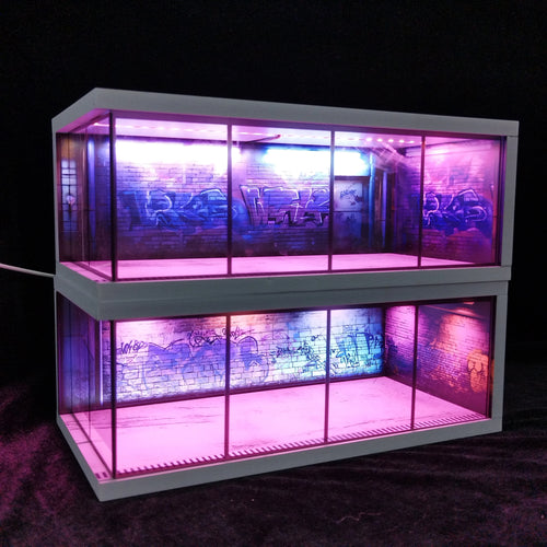 1/64 Scale Garage Diorama Display Case with USB LED Lights