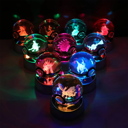 Pokémon Pikachu and Charizard 3D Crystal Poké Ball with LED Base