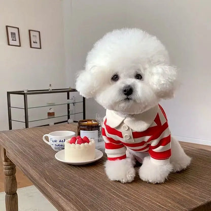 Striped Dog Polo Shirt – Cute Breathable Summer Pet Top
