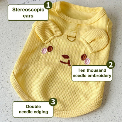 Waffle Knit Pet Vest Cute Puppy Shirt with Leash Ring for Dogs & Cats