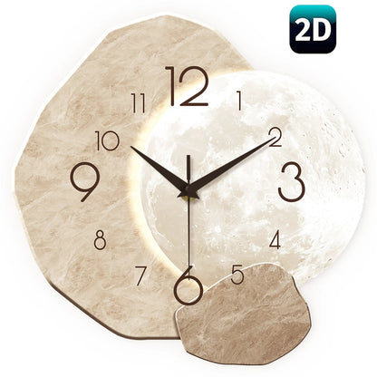 Silent Wall Clock – Modern Moon Design, Quartz Movement for Bedroom & Living Room