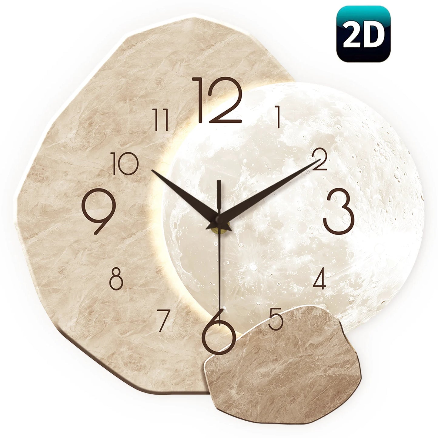 Moon Design Silent Wall Clock – Modern Quartz for Bedroom & Living Room