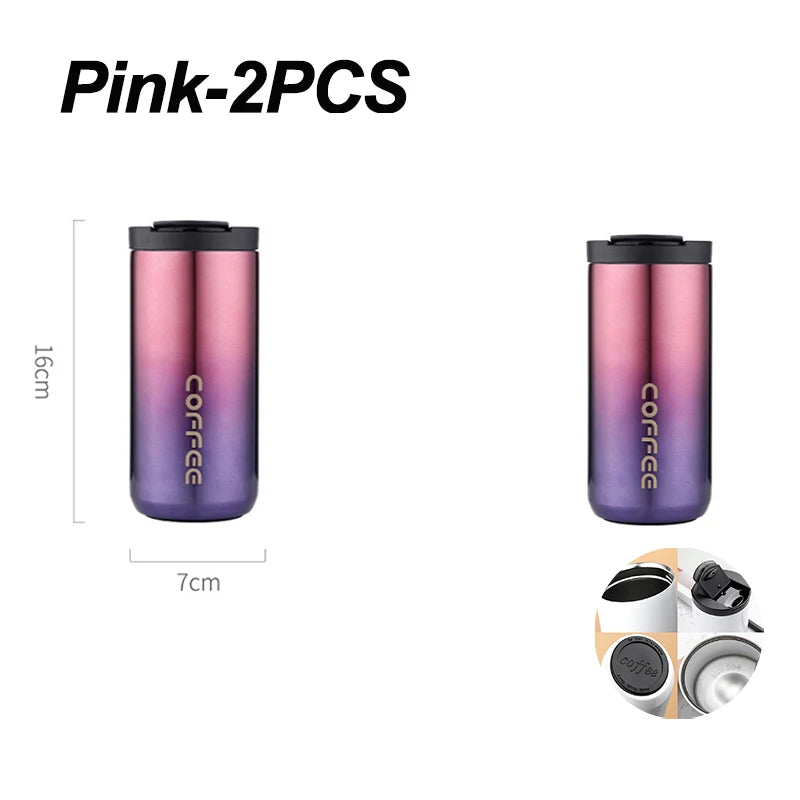 Stainless Steel Vacuum Thermos Coffee Mug 400ml – Leakproof Travel Cup