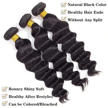 Loose Deep Wave Human Hair Bundles – 12A Brazilian Remy