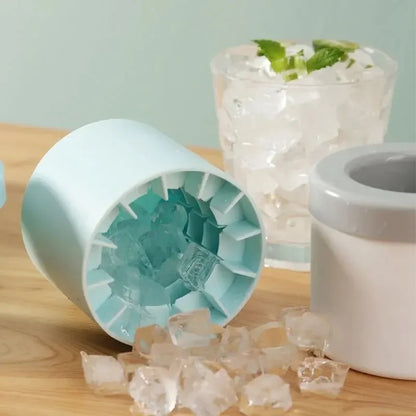 Silicone Ice Cube Mold Round Cylinder with Ice Bucket