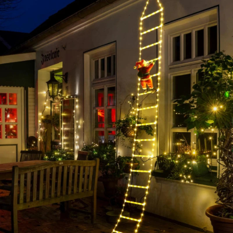 Santa Claus Climbing Ladder LED Christmas Light – USB, 8 Modes