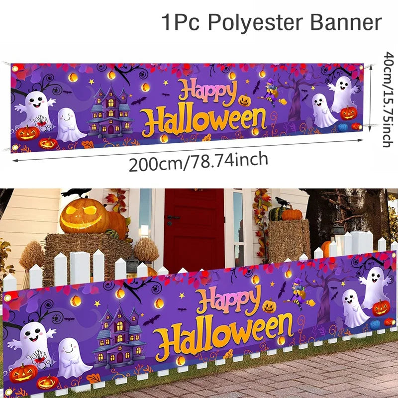 Halloween Banner Outdoor Decoration – Pumpkin Ghost Yard Sign
