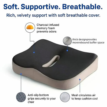 Ergonomic Memory Foam Seat Cushion – Coccyx & Spine Relief