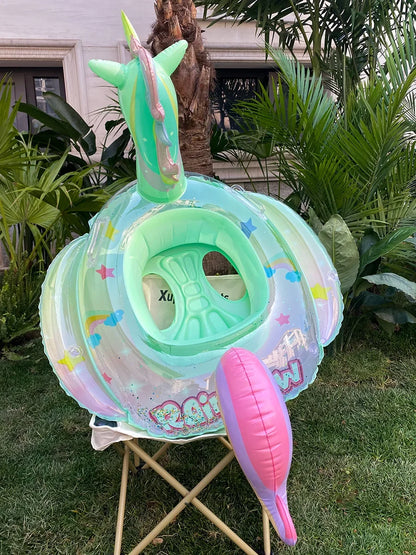 Unicorn Baby Swim Ring Inflatable Pool Float with Sequins