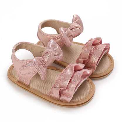Baby Girl Pink Bow Sandals – Soft Sole Anti-Slip (0-18 Months)