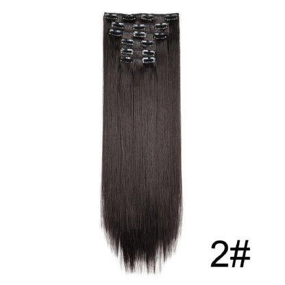 Clip-In Hair Extensions 6-Piece Set – Long Straight Synthetic Hair