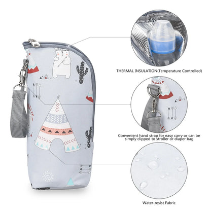 Baby Bottle Warmer Bag – Portable Insulated Stroller Bottle Holder
