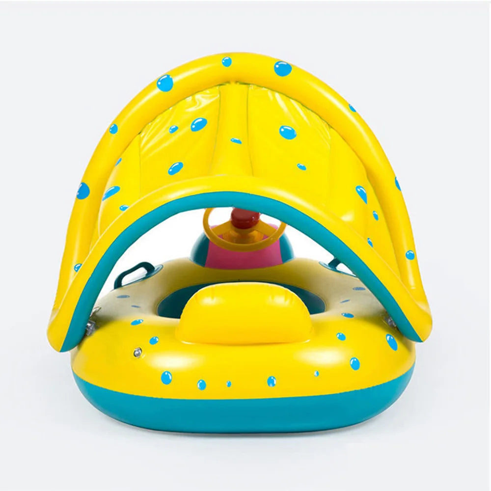 Baby Pool Float with Sunshade & Steering Wheel