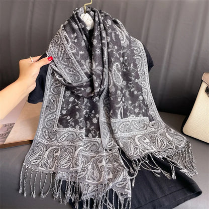 Paisley Print Cashmere Pashmina Shawl for Women – Warm Winter Wrap