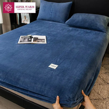 Plush Fitted Sheet – Super Warm Crystal Velvet Mattress Cover