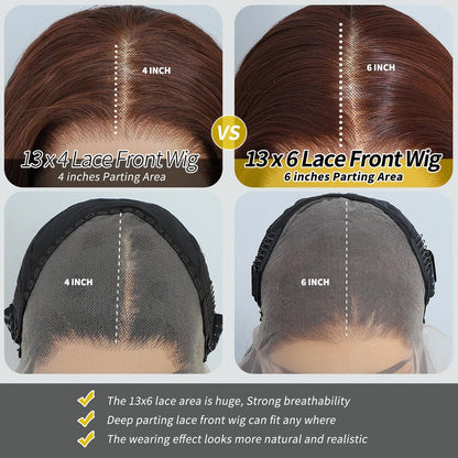 Chocolate Brown Straight Human Hair Wig 13x6 HD Lace Front