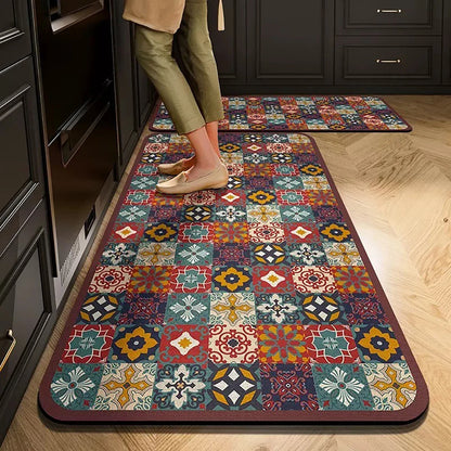 Non-Slip Kitchen Mat Set – Crystal Velvet Absorbent Rugs for Kitchen & Bathroom