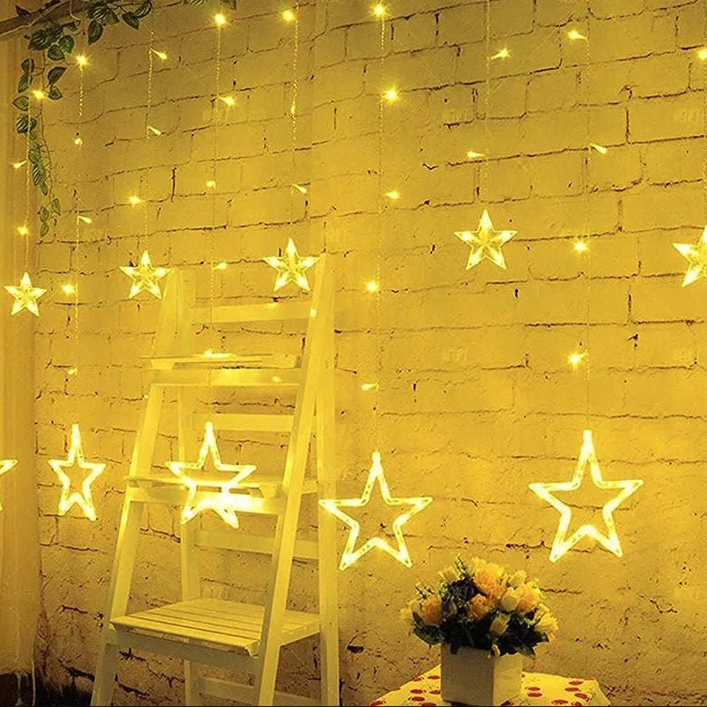 Star Curtain LED String Fairy Lights – 138 LEDs, 3.5M