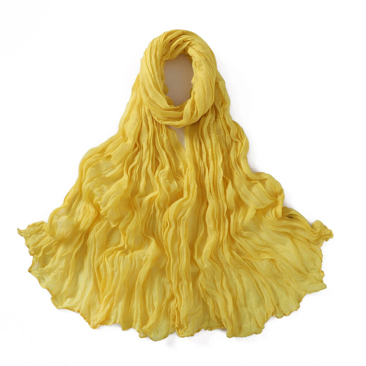 Women's Crinkle Cotton Voile Scarf – Lightweight Solid Color Shawl