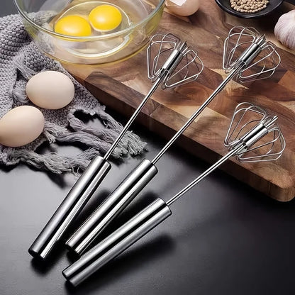 Semi-Automatic Egg Beater – Stainless Steel Hand Whisk