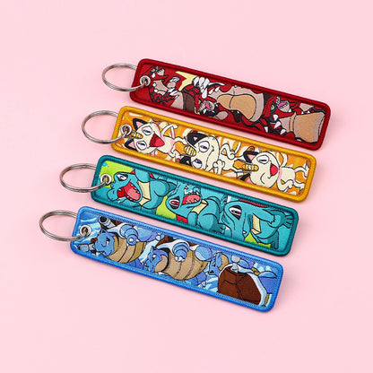 Anime Embroidered Keychain – Jet Tag Key Ring for Bags & Cars