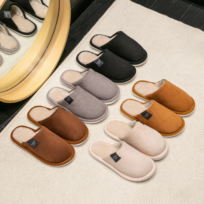 Men's Warm Plush Indoor Slippers – Non-Slip House Shoes