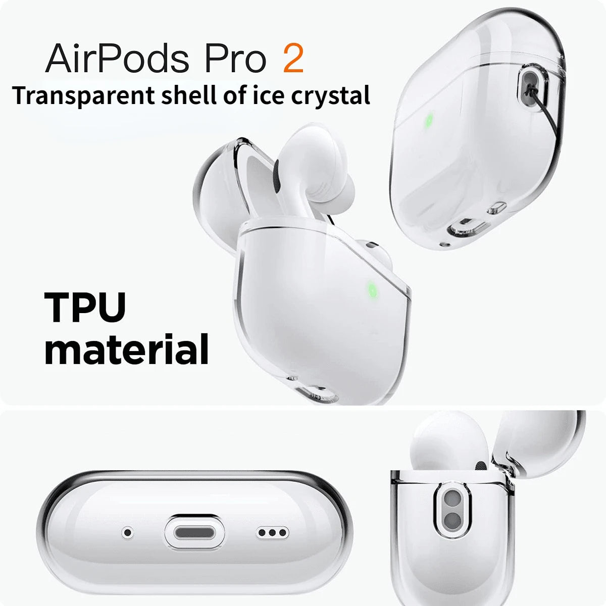 Clear AirPods Pro 2 Case with Wrist Strap – Soft TPU Cover