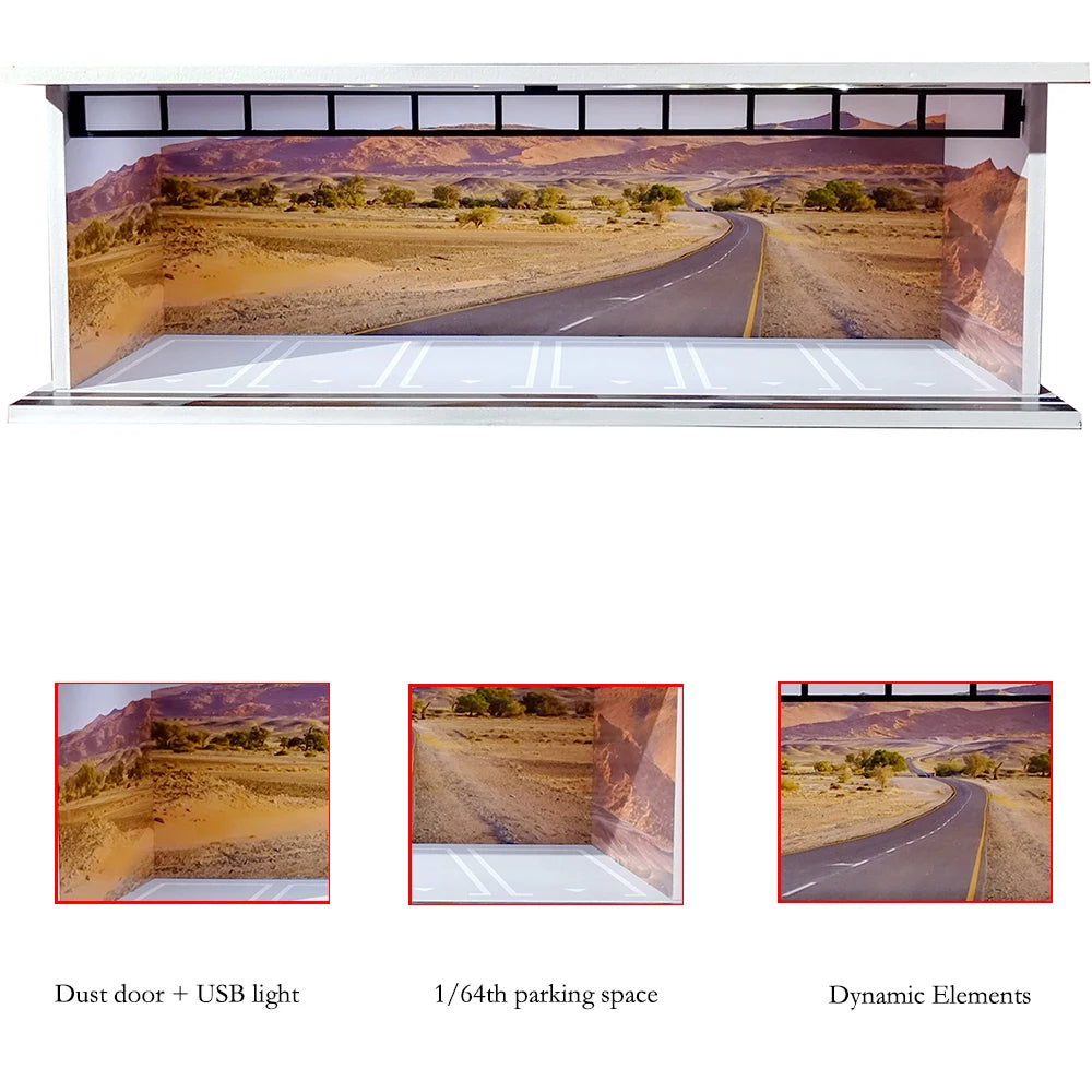 1/64 Scale Garage Diorama Display Case with USB LED Lights