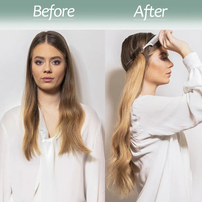 No-Clip Halo Hair Extensions – Long Wavy Synthetic Hairpiece