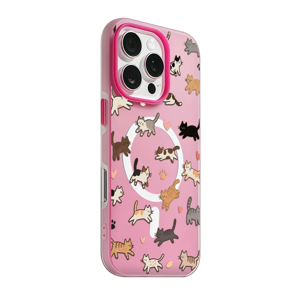 Whimsical Cat Parade Candy Color 2 IN 1 Magsafe iPhone Case
