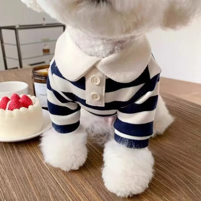 Striped Dog Shirt – Breathable Collared Polo for Small Dogs