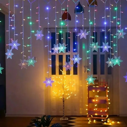 Snowflake LED Curtain Fairy Lights – Window String Light for Christmas Decor