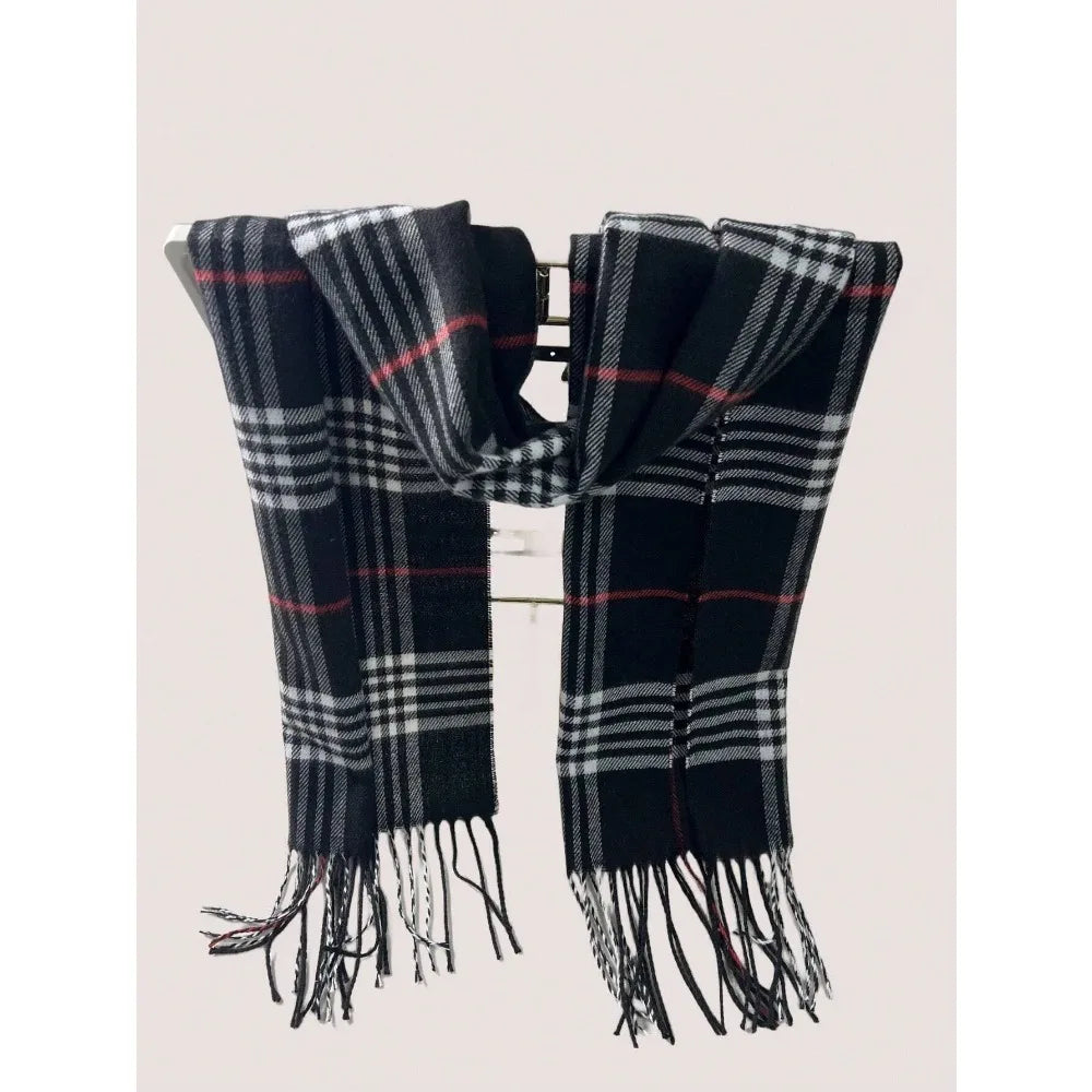 Cashmere Plaid Scarf – Luxury Winter Shawl & Wrap for Women & Men