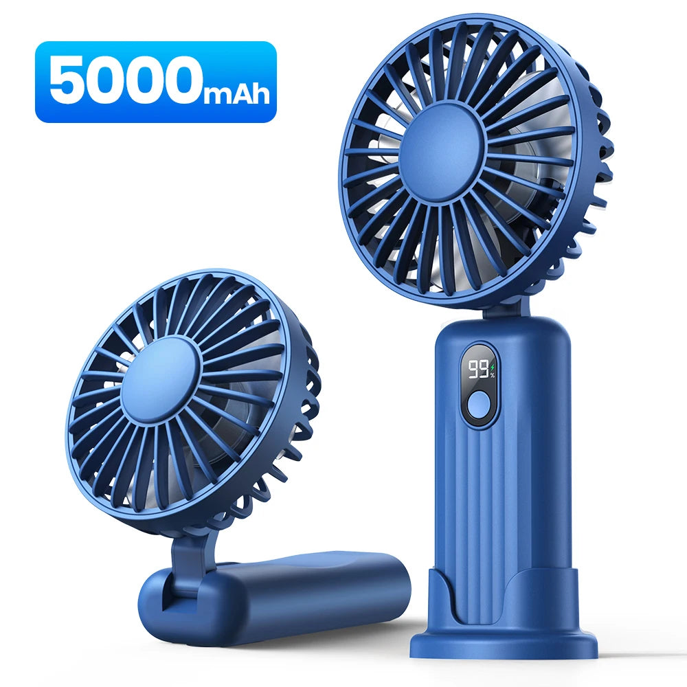Portable Mini Fan 3-in-1 USB Rechargeable – Handheld, Neck & Desktop Stand Fan